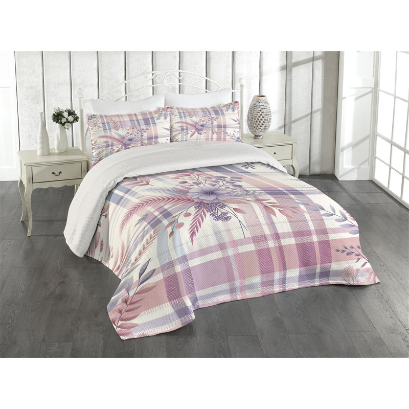 Polyester Checkered Coverlet, Queen Coverlet + 2 Standard Shams