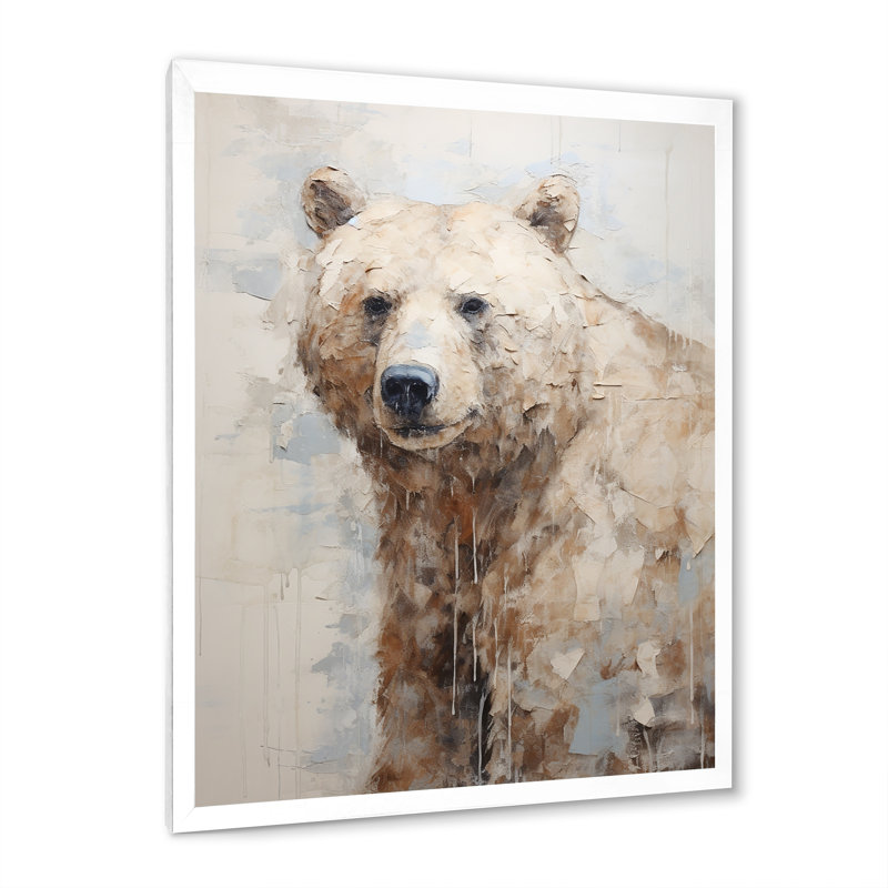 Minimalisme ours dans la glace I, Cadre photo blanc, H 40 po x l 30 po x P 1,5 po