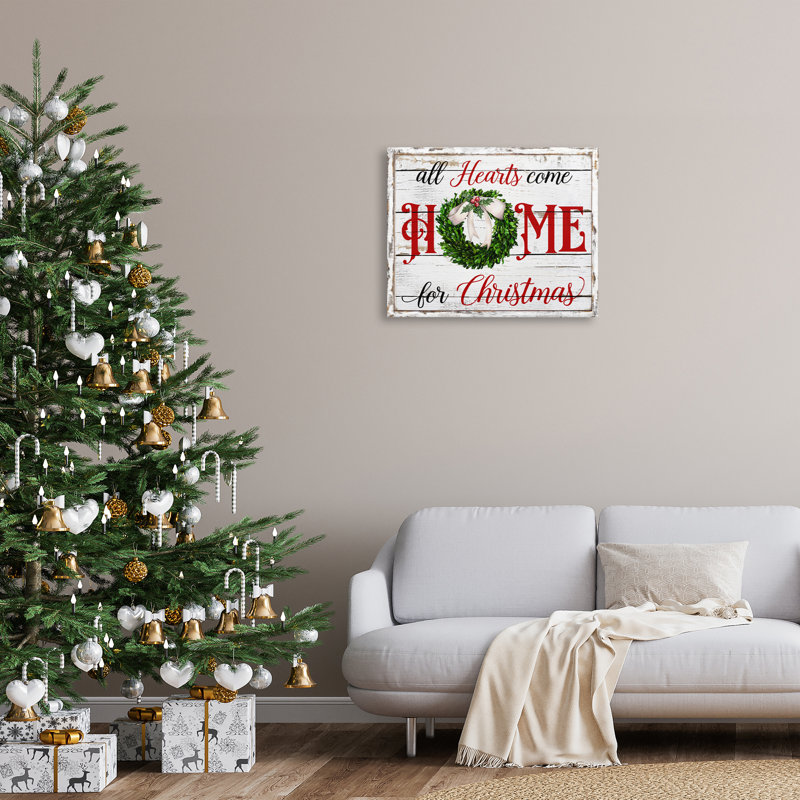 Art mural sur toile Hearts Home For Christmas par Creatif Belle, H 24 po x l 30 po