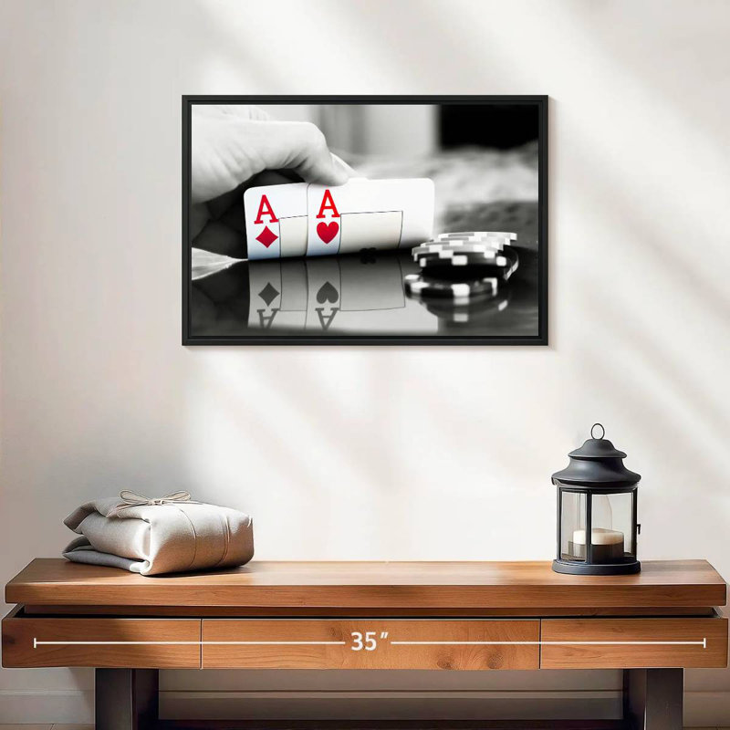 Poker Aces, 19 po x 13 po, Cadre flottant noir