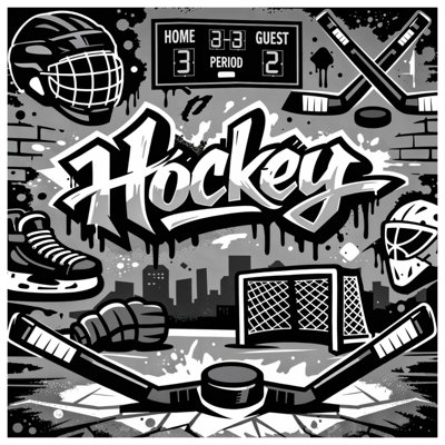 Tapis de bain Hockey Équipement Graffiti