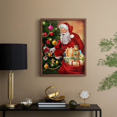 «Santa's Presents», reproduction encadrée - bois massif