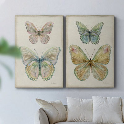 Papillon botanique I - Toile tendue avec châssis de qualité supérieure - Prêt à être accroché