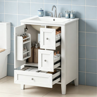 24" Bathroom Vanity With Sink And Drawers
