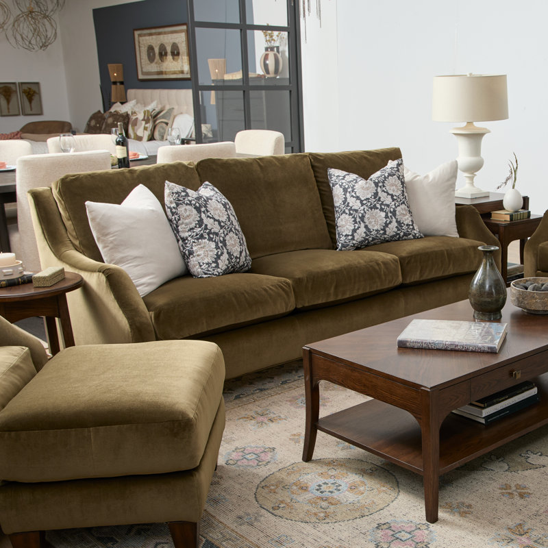 Gianna Three Seat Sofa, Green Polyester, No