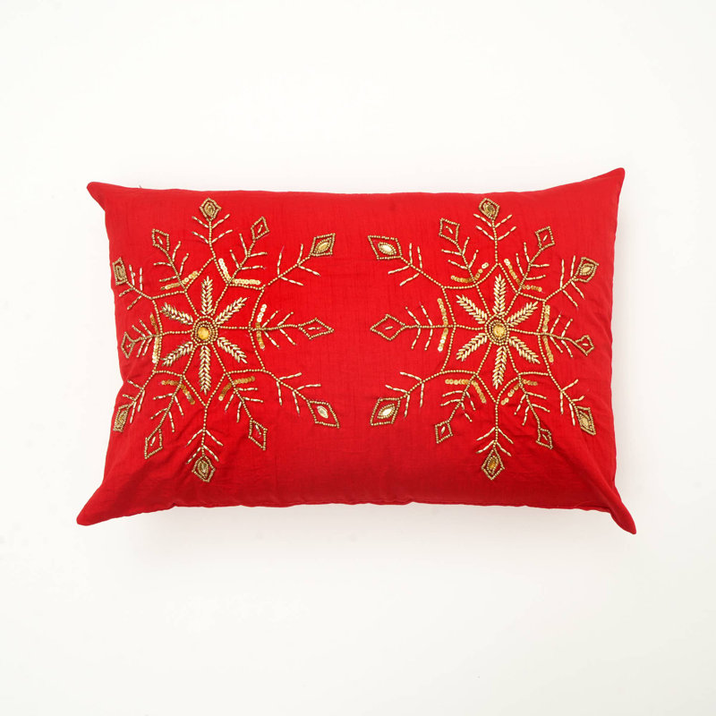 Coussin décoratif | Coussin de neige champagne scintillant | 24 x 16 po