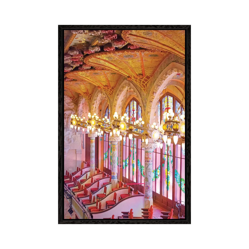 Palau De La Musica Barcelona by Erin Summer - Print on Canvas, Black Framed, 66.04cm H x 45.72cm W x 3.81cm D
