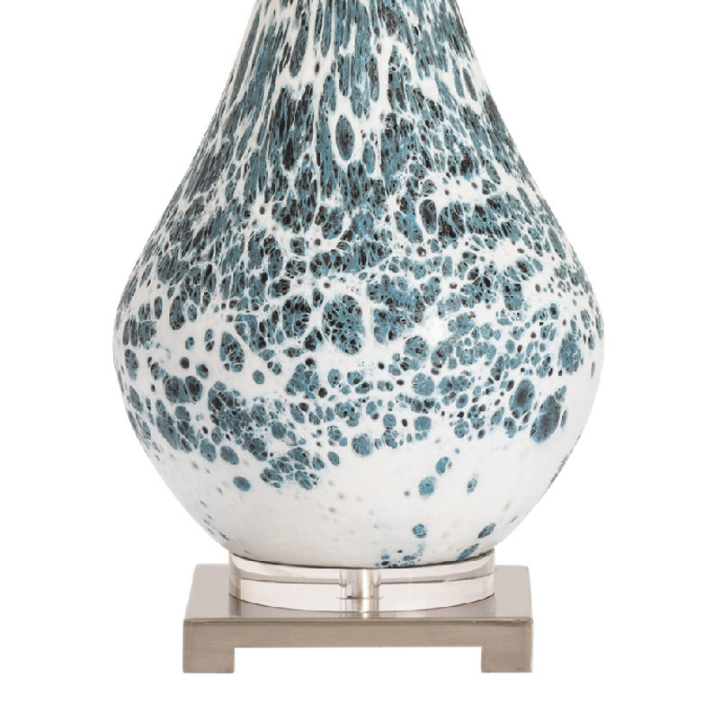 31.75" Glass Table Lamp With White Shade