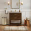 Meuble-lavabo simple 31 po en noyer avec surface en composite Aastha-242859886