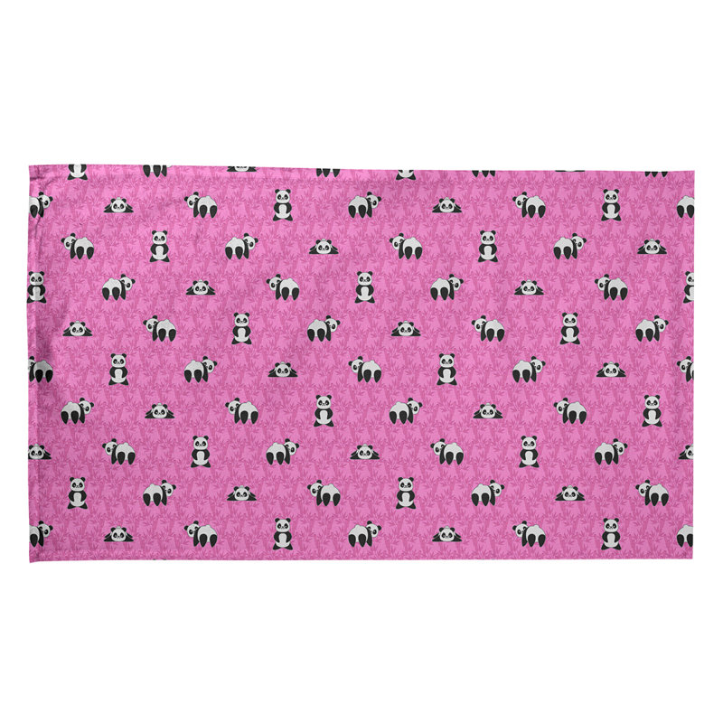 Torchon à motif Panda, Polyester sergé, Rose