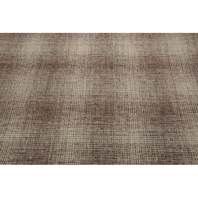 Tapis multicolore en laine à motif écossais moderne et contemporain crocheté à la main, Rectangle 9 pi x 12 pi