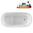 47" Streamline Soaking Glossy White Acrylic Freestanding Bathtub, Bamboo Tray, Drain-103682473