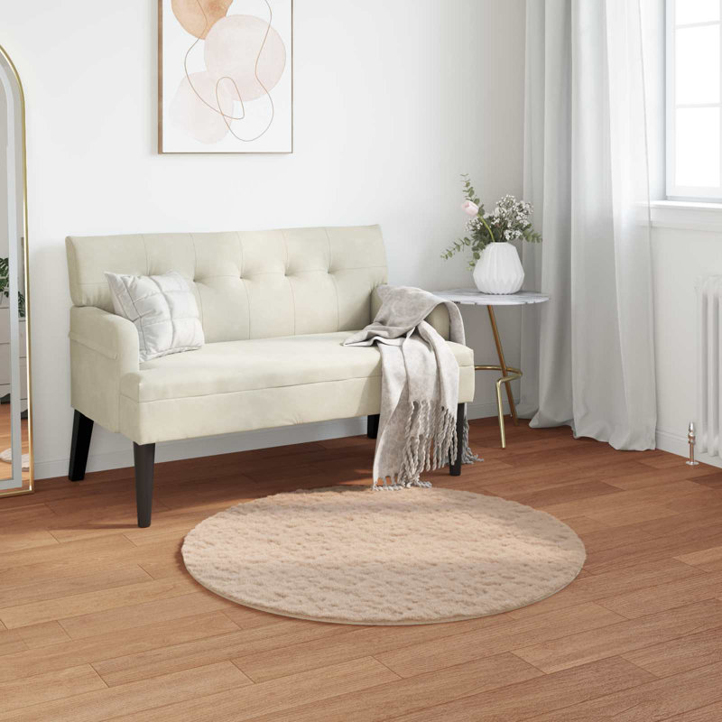  Faux Rabbit Fur Rug Olite Polyester, Taupe, Round 120 cm