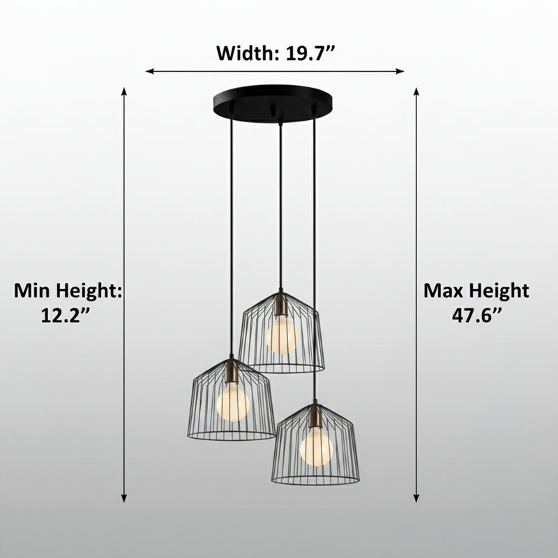 Luminaire suspendu moderne en forme de dôme à 2 lumières noir et or - hauteur réglable