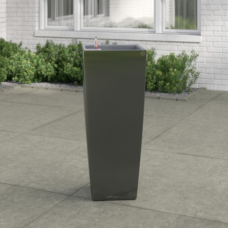 Cubico Ceramic Pot Planter, Metallic Charcoal