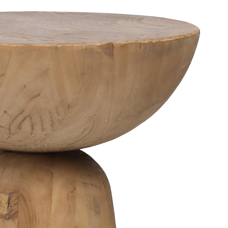 Balak Solid Wood Pedestal End Table, Natural Pine