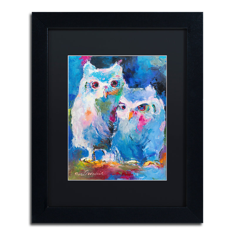 « owls », reproduction sur toile, H 14 po x l 11 po x P 0,5 po, Cadre noir, Noir