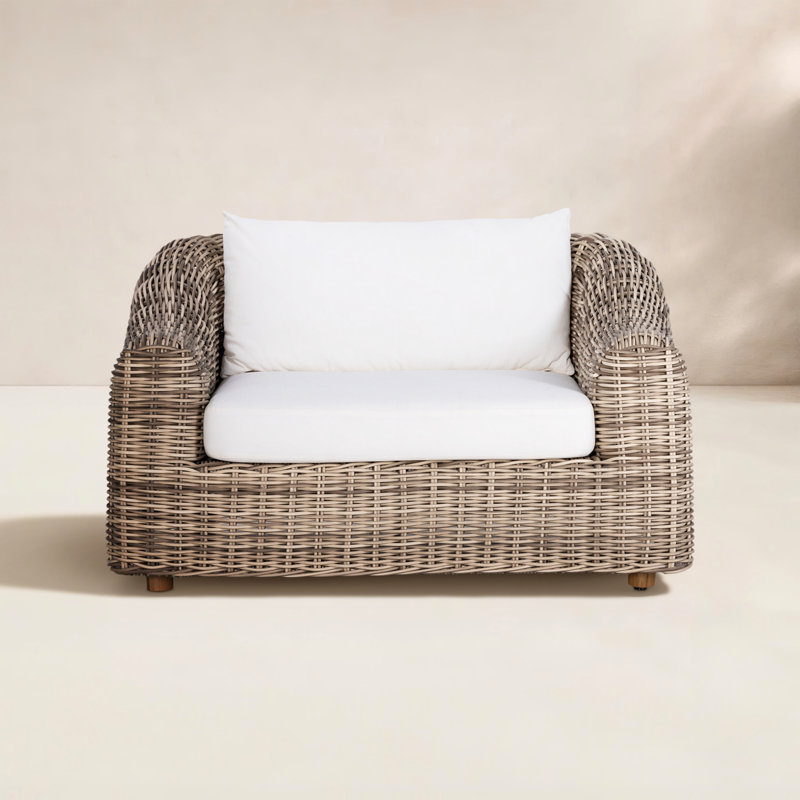 Messina Outdoor Teak Lounge Chair, White, Brown