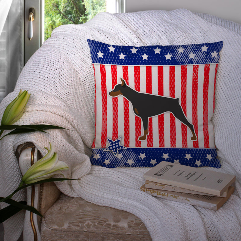 Coussin intérieur/extérieur Patriotic, H 14 po x l 14 po x P 3 po, Bleu / rouge