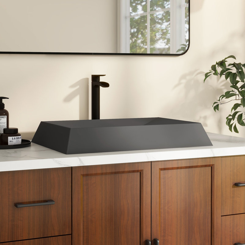 CASAINC Maple 18.5'' Concrete Rectangular Bathroom Sink, Black Earth