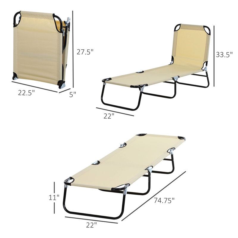 Beige Patio Chair With Construction And 5 Options Foldable Camping 5 Adjustable Heights
