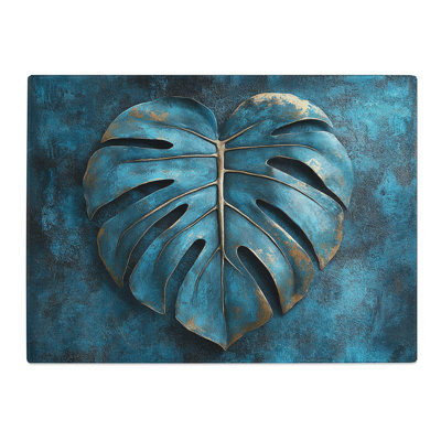 Palm Leaf Illustrated  Glass Chopping Board