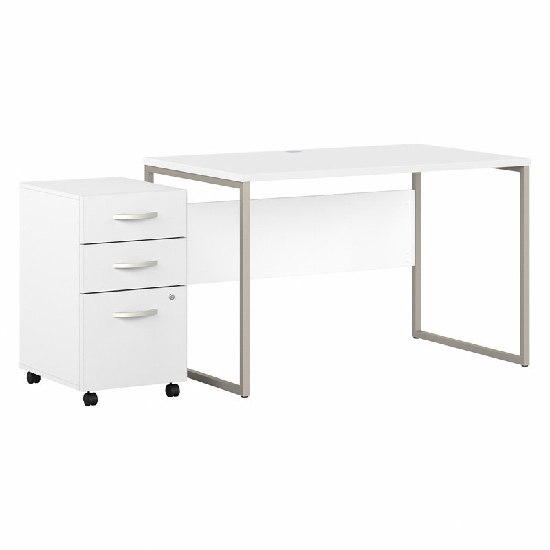 Hybrid Desk, White, 29.91" H x 47.6" W x 29.37" D