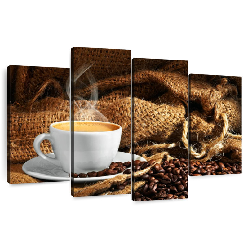 Beans And Steaming Coffee, 22" H x 36" W