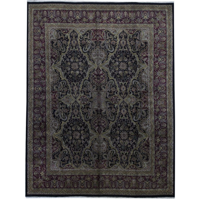 Tapis noir et vin noué à la main de haute qualité