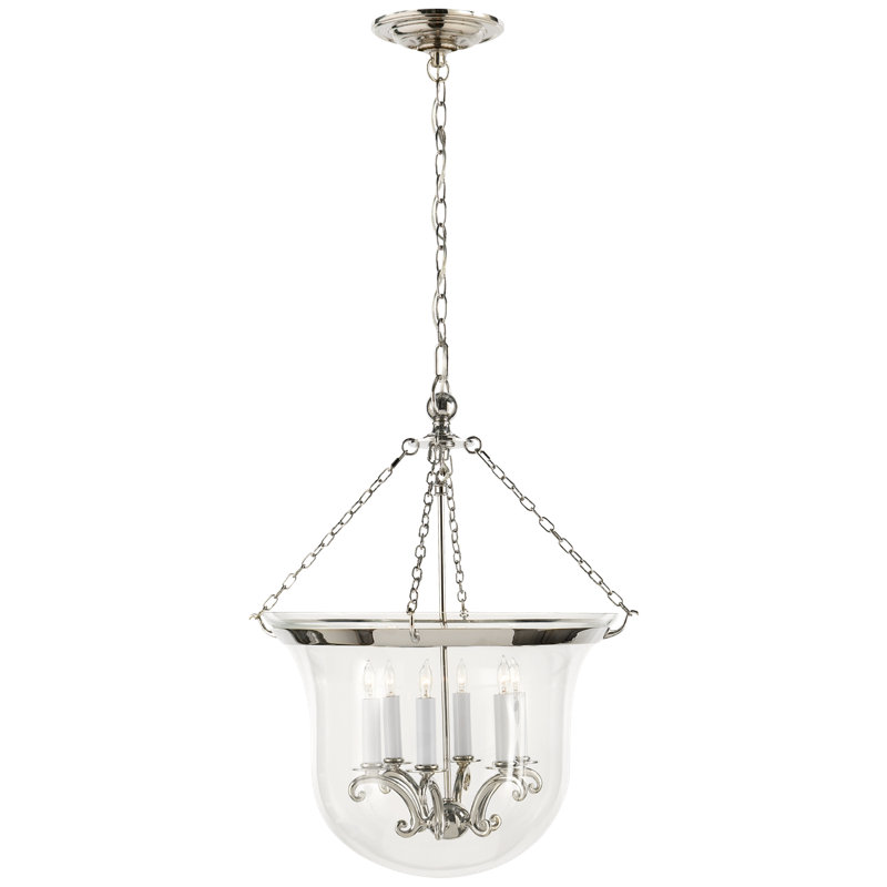 Chapman & Myers Country Bell Jar Lantern, 21" H x 15.5" W x 15.5" D, Polished Nickel