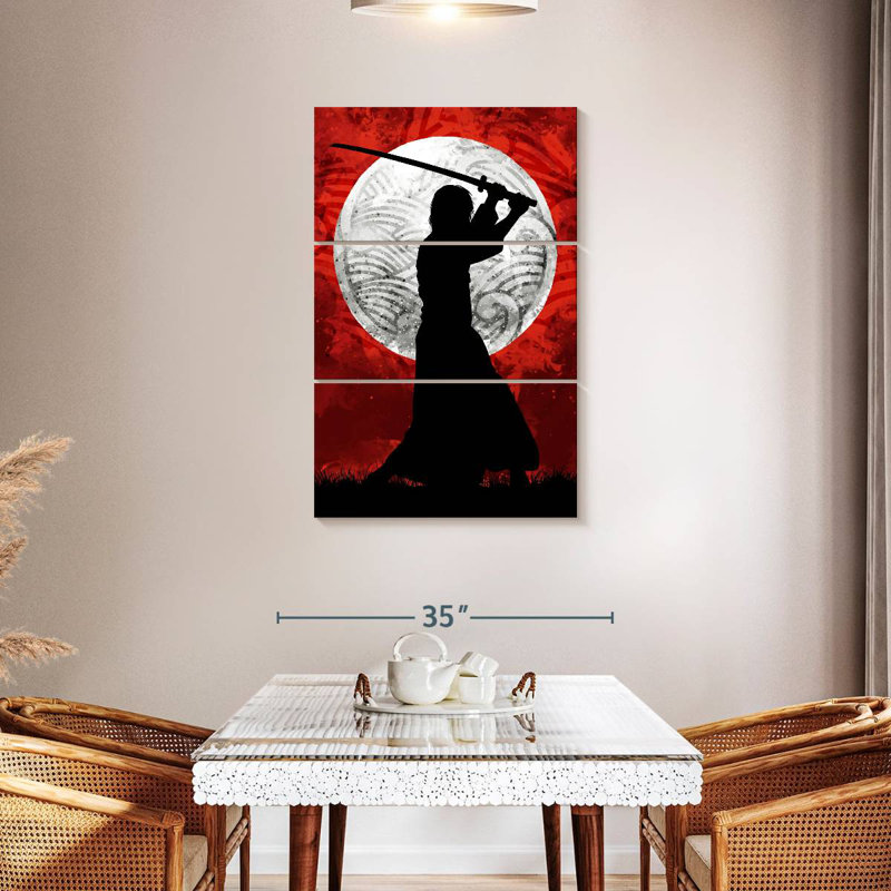 Leisha Samurai Moon Red, 45" H x 28" W