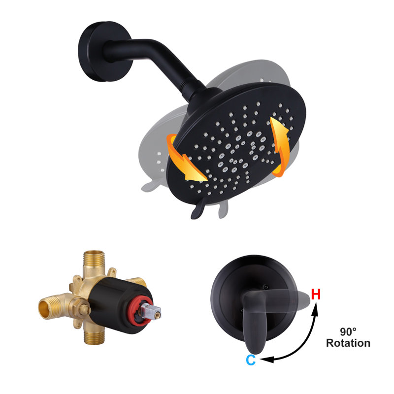Single Handle 5-Spray Patterns Shower Faucet With High Pressure Shower Head, Matte Black