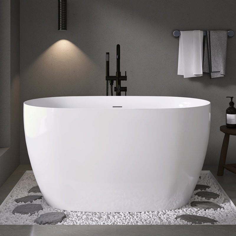 Baignoire autoportante ovale Fslefay 51'' en acrylique avec trop-plein