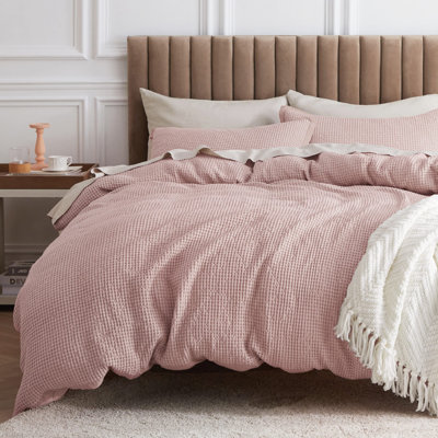 Essential Collection 100% Cotton Waffle Weave Duvet Cover Set