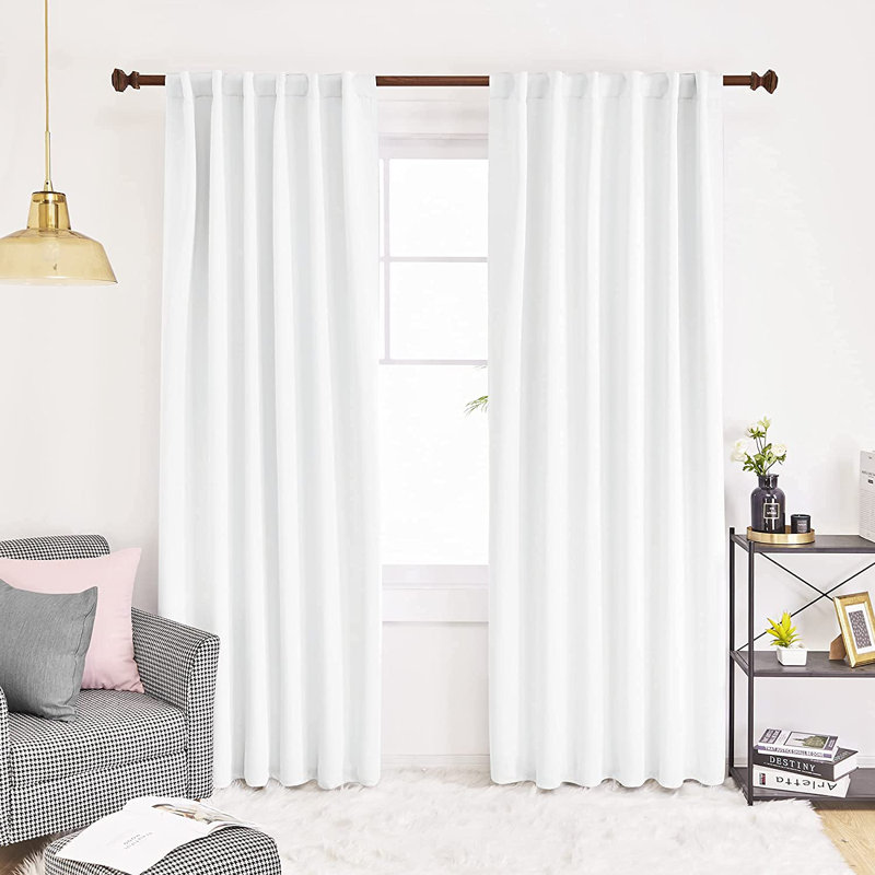 Harue Curtain Pair, White, 52" W x 108" L