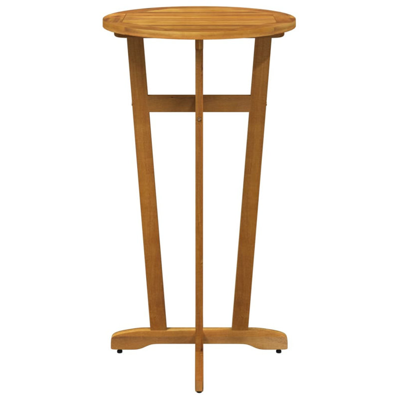 vidaXL Rustic Round Garden Bar Table 23.6" Diameter 41.3" Height Solid Acacia Wood Oiled Finish Indoor Outdoor Use Bistro Style With High Stool Seating Patio Furniture Wooden For Dining