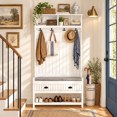 Modern Hall Tree with Bench and Shoe Storage