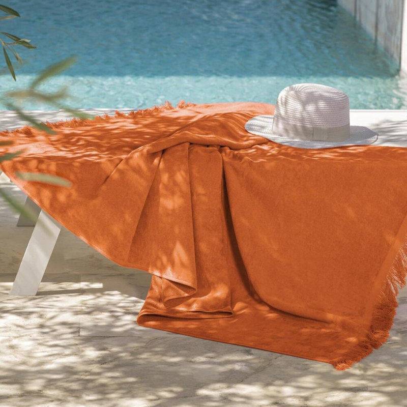 Monsun 100% Cotton Midweight Beach Towel, Orange