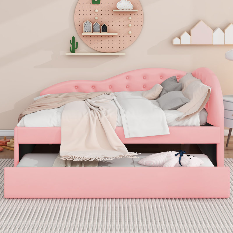 Lit de jour rembourré Rafail, Double, Rose