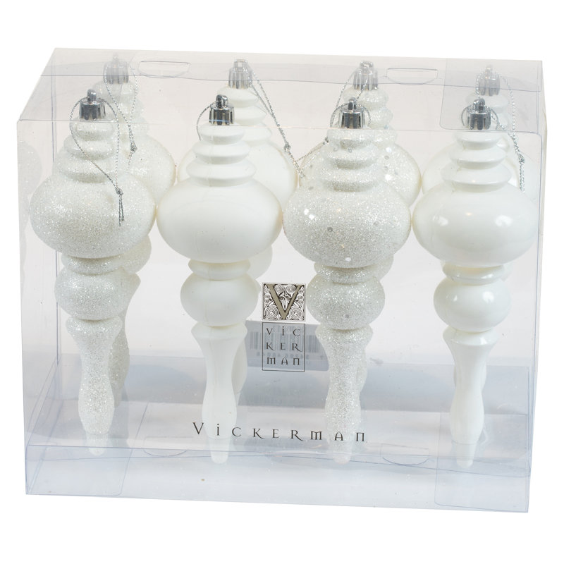 7" 4-Finish Finial Ornament, White