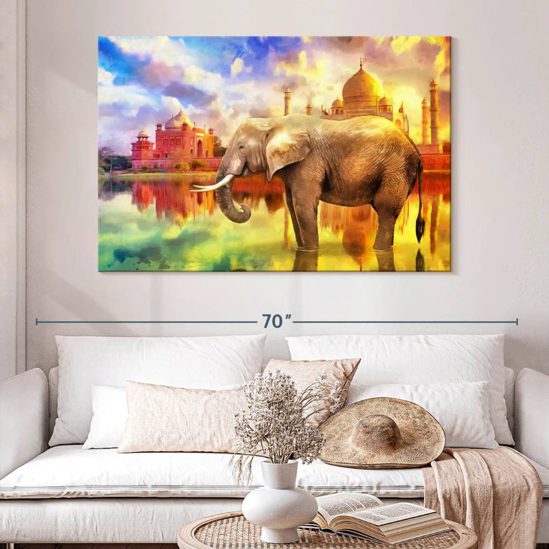 Éléphant Brampt Taj Mahal, H 34 po x l 51 po