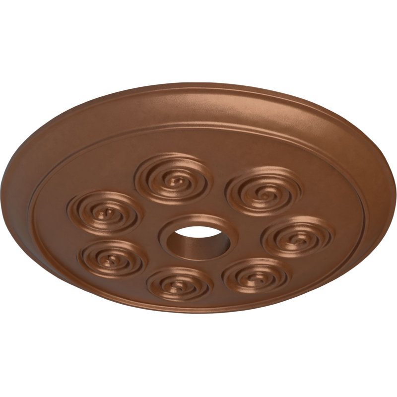 Médaillon de plafond en spirale 25 1/4 po x 4 po x P 2 po (convient aux auvents jusqu'à 4 po), Cuivre poli