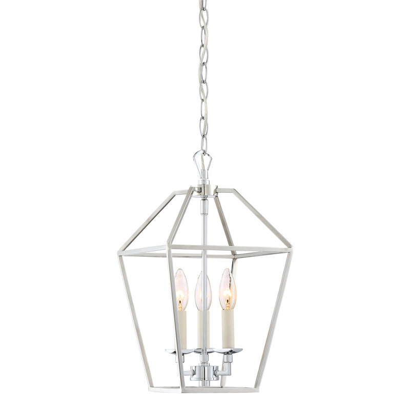 Luminaire suspendu géométrique à 3 lumières Addyson, Nickel poli
