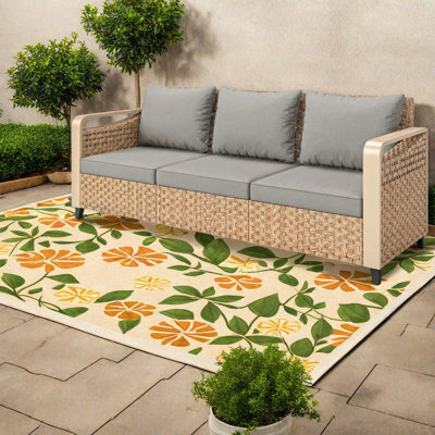 Spacious Brown Rattan Patio Sofa, Durable Metal Frame For Versatile Outdoor Use