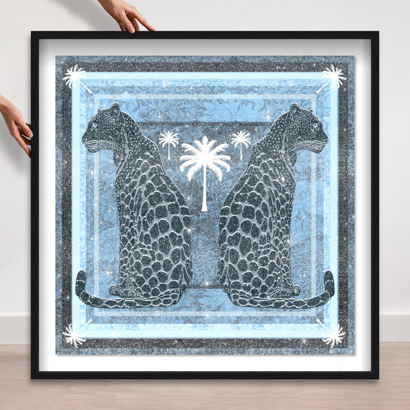 Casablanca Leopardo Reverse Shadowbox Animals Print by Oliver Gal, Black Frame, 12 x 12, 41.5"H x 41.5"W, Black Frame