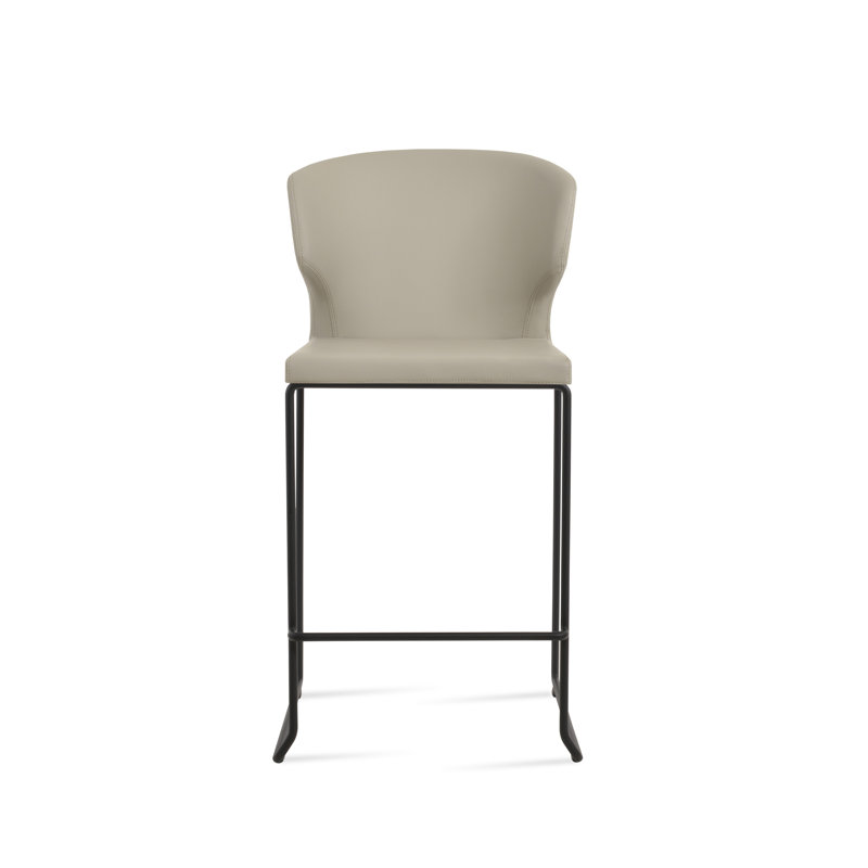 Tabouret de bar et de comptoir empilable Amed, Tabouret de bar (siège d'une hauteur de 29 po), Noir, Gris clair