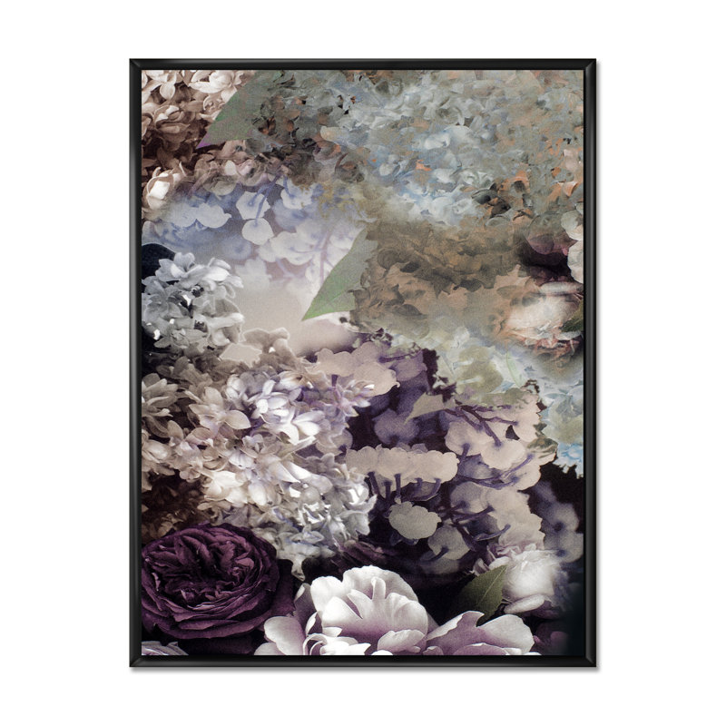 Tissu grung rose pâle en soie - reproduction sur toile, H 12 po x l 8 po, Cadre flottant noir