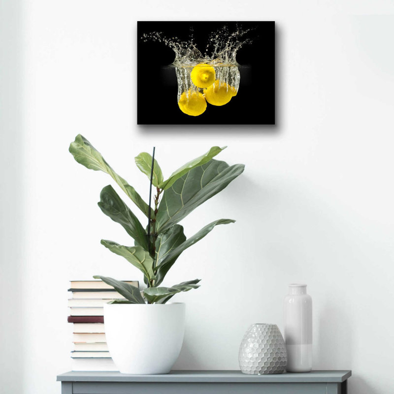 «Lemon Splash» par Epic Portfolio, art mural en verre acrylique, H 12 po x l 16 po x P 0,13 po
