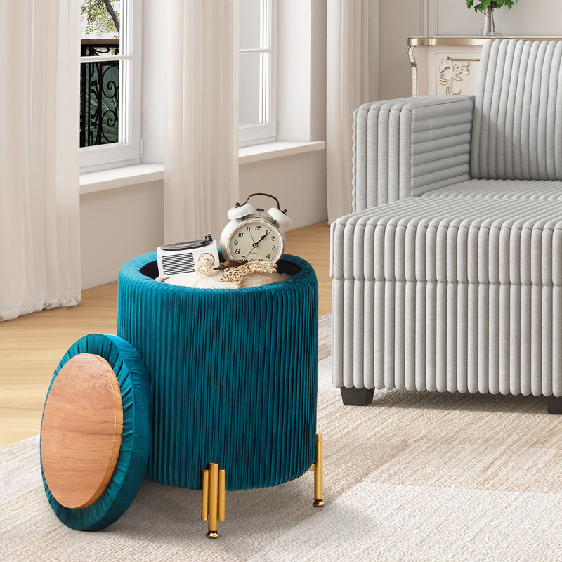 Ozite Velvet Ottoman, Teal 