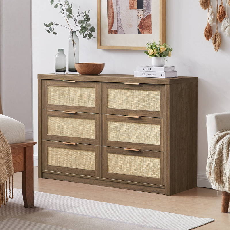 Dearbhaile 47.2" W 6-Drawer Manufactured Wood Dresser, Special Walnut